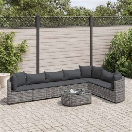 Non Communiqué Gris Salon De Jardin Modulable Generique Resine Tressee 8 Pieces 63 X 63 X 57 Cm