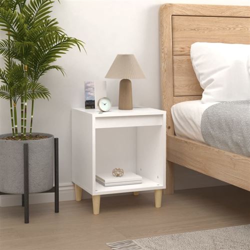 Vidaxl Blanc Table De Chevet 40X35x50 Cm Bois D'ingénierie - Image 3