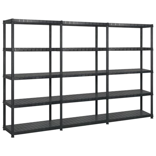 Non Communiqué Noir Vidaxl Opbergrek 5-Laags 255X40x185 Cm Kunststof Zwart3059857