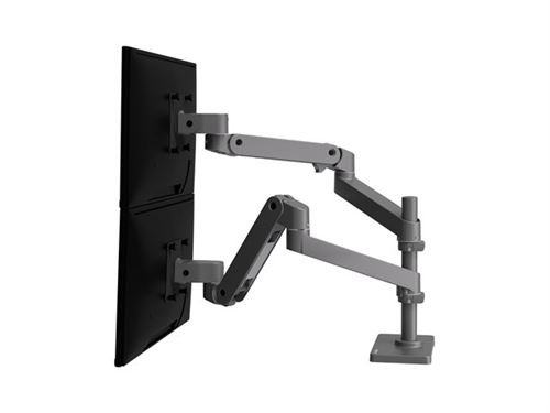 Ergotron LX Pro - Kit de montage (bras d'empilage double) - modulaire - pour 2 écrans LCD - aluminium - gris foncé - Taille d'écran : jusqu'à 27 pouces - montrable sur bureau
