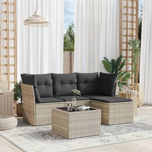 Non Communiqué Marron Vidaxl Salon De Jardin Avec Coussins 5 Pcs, Canapés Avec Pieds Réglables, Ensemble De Meubles D'extérieur Patio Terrasse, 3217552