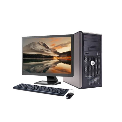 Unité centrale Dell 780 Tour - Core 2 Duo - RAM 4Go - HDD 250Go - Windows 10 - Ecran 17 - Reconditionné