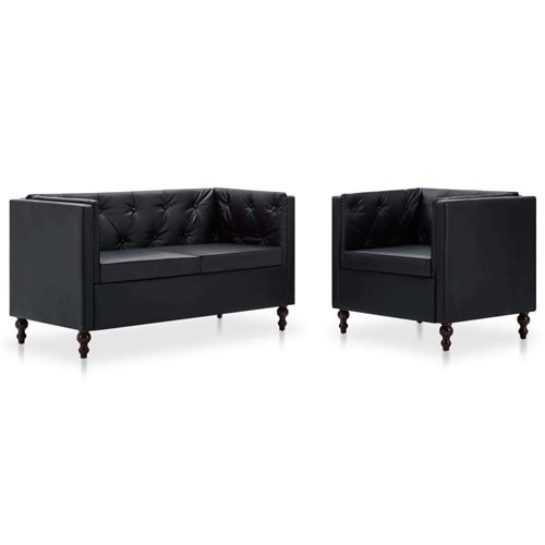 vidaXL Ensemble de canapés 2 pcs Revêtement en similicuir Noir
