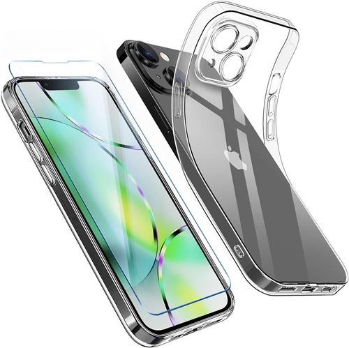 Coque Transparente pour iPhone 14 Plus (6,7) et Verre Trempé Film Protection Ecran Little Boutik®