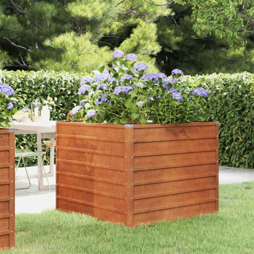 vidaXL - Carré potager surélevé - Acier Corten - 100x100x77 cm - Image 2