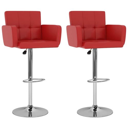 vidaXL - Tabourets de bar - Lot de 2 - Rouge - Image 3