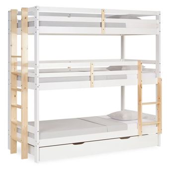 Lit Superposé 90x200 Blanc 3 Places - 1