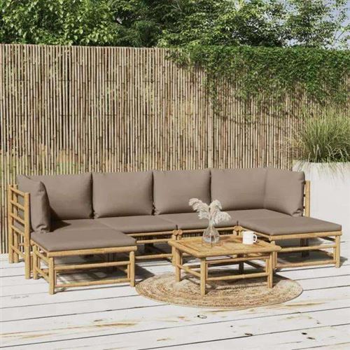 Non Communiqué Marron Salon De Jardin Modulable Vidaxl Bambou 3 Pieces 6 Personnes