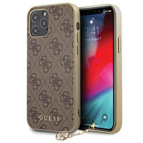 Guess 4G Charms Coque pour iPhone 12 / 12 Pro - Brun - GUHCP12MGF4GBR