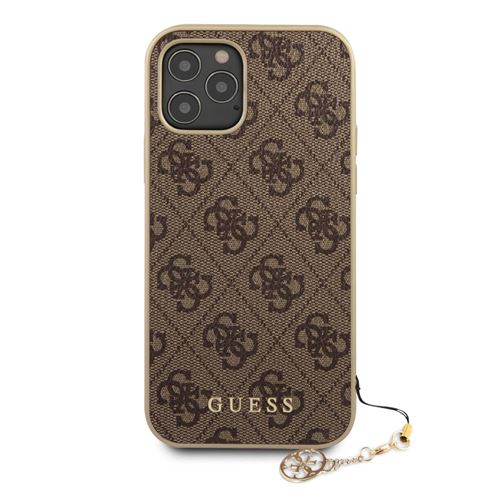  Guess 4G Charms Coque pour iPhone 12 / 12 Pro - Brun - GUHCP12MGF4GBR