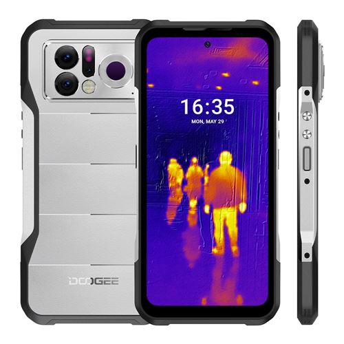 Doogee 5G smartphone V20 PRO Octa Core 6.43 ecran 12Go RAM 256Go ROM imagerie thermique AI Triple caméra(64MP+24MP+8MP) IP68 / IP69K / MIL-STD-810H 6000mAh batterie OS 12.0 NFC WIFI GPS-Argent