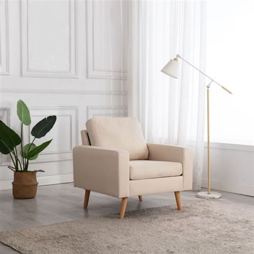 Vidaxl fauteuil cr&egrave;me tissu 288696