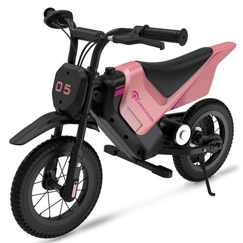 EVERCROSS TECH Moto &eacute;lectrique enfant Rose, 150W, 2 vitesses 8-16 km/h, pneus tout-terrain 12"", autonomie &agrave; 15 km, id&eacute;al cadeau