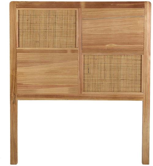 Versa - Tête de lit en paulownia et rotin Quadrillage 100 cm