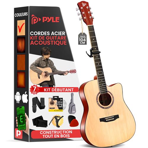 Guitare Acoustique - Pyle - 104 cm - parfait pour les débutants - Naturel