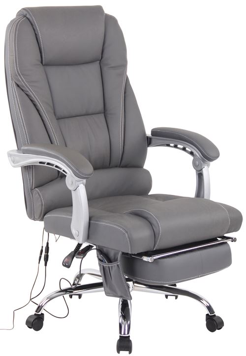 CLP Fauteuil de bureau Pacific en véritable Cuir avec Fonction massage , Gris