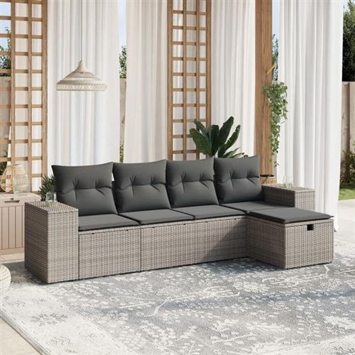 Non Communiqué Gris Salon De Jardin Modulable Vidaxl Rotin 5 Personnes 5 Pieces 62 X 55 X 69 Cm