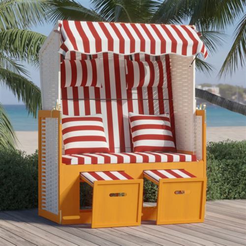VidaXL - Strandkorb poly-rattan, One Size, Rot Bunt