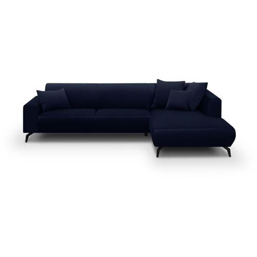 Canapé d'angle droit Bubble 4-5 places velours mat bleu profond L290 x P167cm