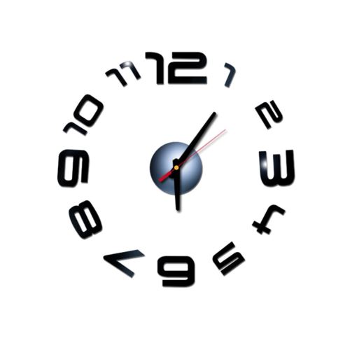 Nombres 3D Diy Romain Mur Acrylique Miroir Autocollant Horloge Décoration Intérieure Stickers Mural Noir PL640