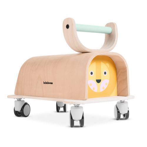 LALALOOM - LIONER porteur en bois jaune avec roues