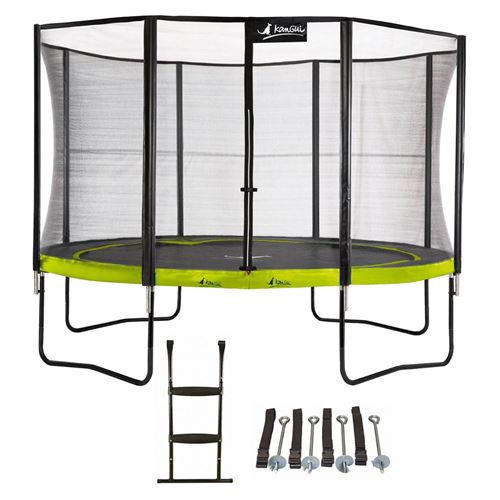 Trampoline de jardin 365 cm + filet de s&eacute;curit&eacute; + &eacute;chelle + kit d'ancrage PUNC