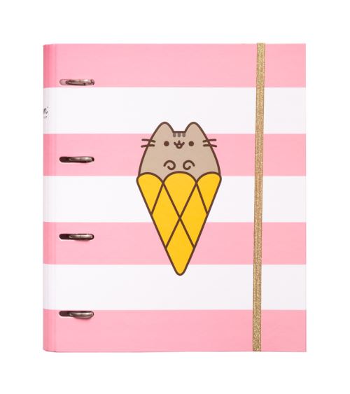Dossier 4 Anneaux Decoupe Premium Pusheen Rose Collection