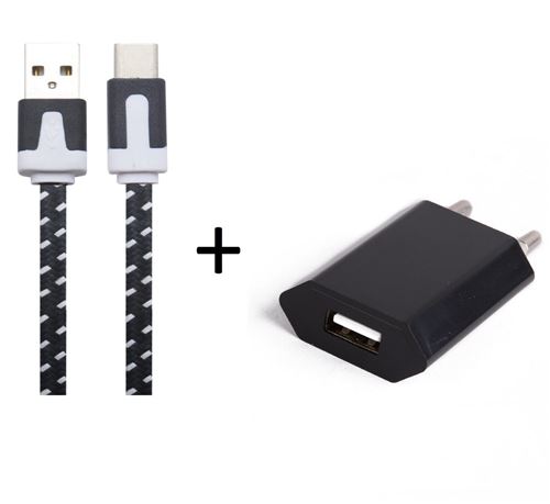 Pack Chargeur pour Nintendo Switch Smartphone Type C (Cable Noodle 1m Chargeur + Prise Secteur USB) Murale Android (VIOLET)