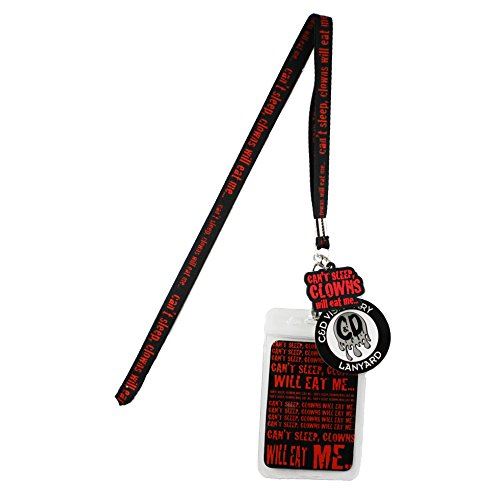 Lanyard with Charm Cant Sleep Clowns Eat Me Skinny Lanyard with Rubber Charm