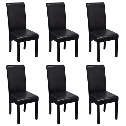 vidaXL Chaise de salle à manger 6 pcs Cuir synthétique Noir