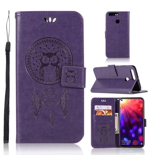 Etui en PU piètement de receveur rêves hibou flip violet pour votre Huawei Honor View 20/V20