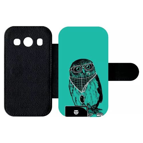 Etui À Rabat Samsung Galaxy Ace 4 G357 Hiboux Geek Fond Vert