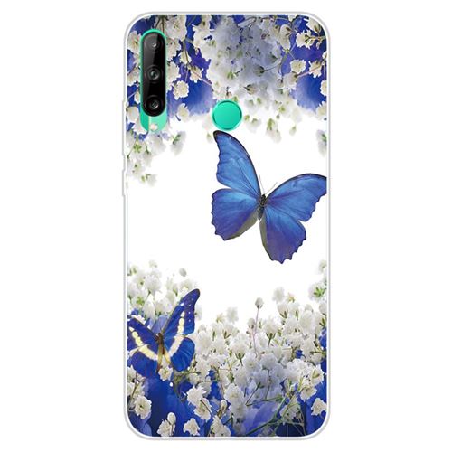 Coque en TPU impression de motifs souple papillon bleu pour votre Huawei P40 lite E/Y7p/9C