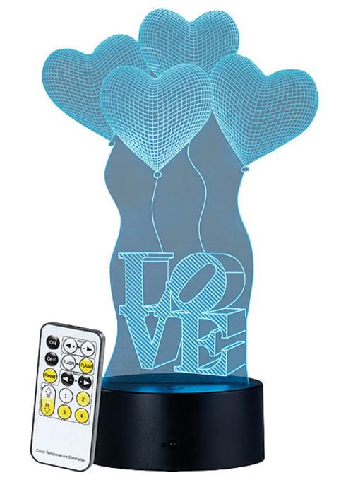Lunartec : Socle lumineux décoratif à LED LS-7.3D - Motif Love