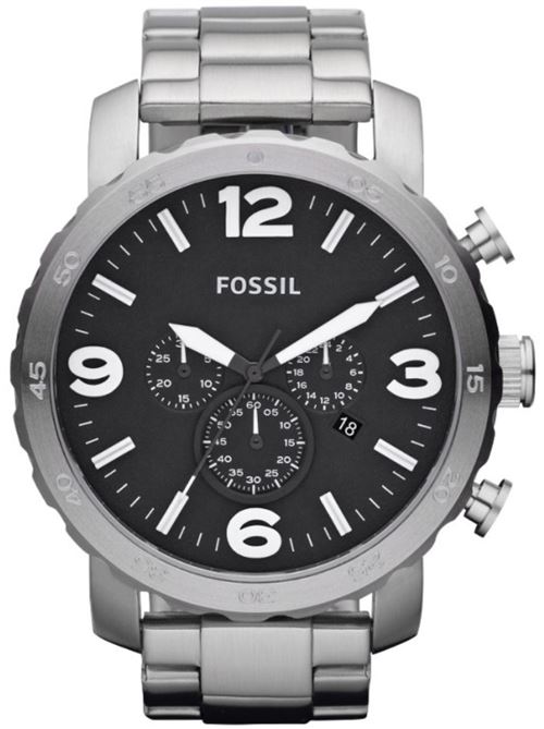 Montre Homme Fossil Nate JR1353 Argent et Noir
