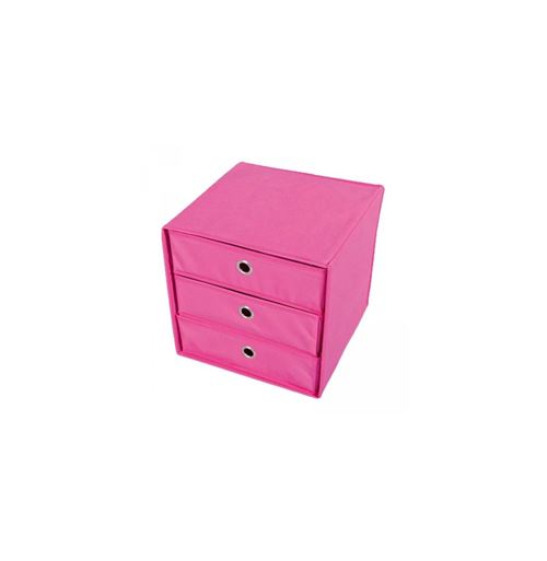 Paris Prix - Boîte De Rangement 3 Tiroirs kase 32cm Rose