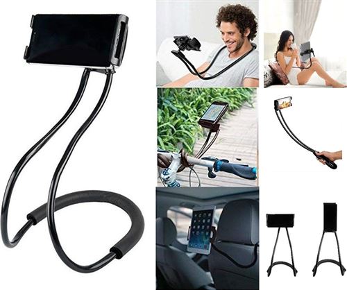 Support Nuque Lazy pour SONY Xperia XZ2 Premium Smartphone Selfie Bureau Universel Flexible Reglable (NOIR)
