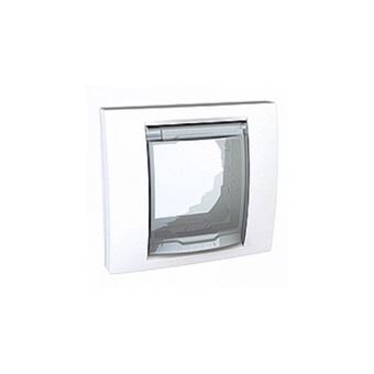 Plaque Unica - Blanc avec liseré blanc IP44 - 2 modules - 1
