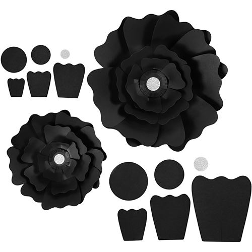 Happy Moments papier fleurs noir 15 + 25 cm 2 pièces