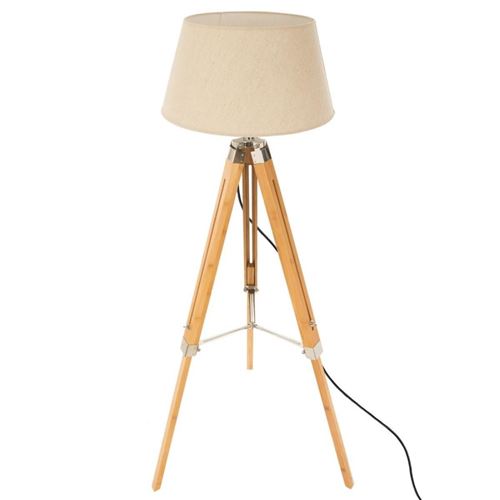 Atmosphera Lampadaire Tr?pied En Bambou Et Abat-jour Ivoire H 145 Cm