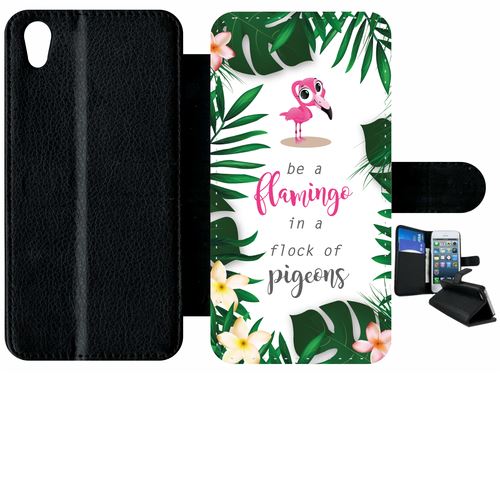 Etui À Rabat Sony Xperia X Performance (xp) Etre Un Flamant Rose Dans Un Troupeau De Pigeons Fond Blanc 2
