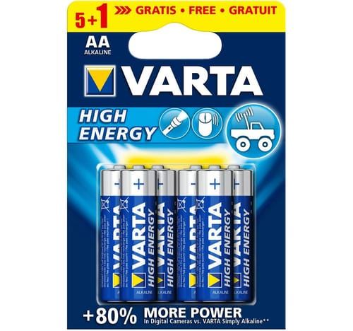 Lot de 5+1 Piles LR06 - High Energy - Varta