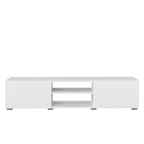 Meuble TV PODIUM 2 niches et 2 portes 140 X 31 - blanc TEMAHOME