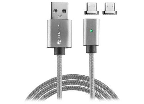 Câble Aimanté MicroUSB 4smarts GravityCord - 1m - Gris