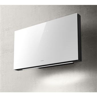 Elica Plat WH/F/80 - Hotte - hotte décorative - largeur : 80 cm - profondeur : 25 cm - extraction et recirculation (avec kit d'extraction supplémentaire) - Blanc verre