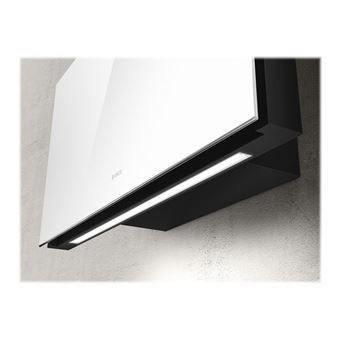Elica Plat WH/F/80 - Hotte - hotte décorative - largeur : 80 cm - profondeur : 25 cm - extraction et recirculation (avec kit d'extraction supplémentaire) - Blanc verre