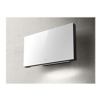 Elica Plat WH/F/80 - Hotte - hotte décorative - largeur : 80 cm - profondeur : 25 cm - extraction et recirculation (avec kit d'extraction supplémentaire) - Blanc verre