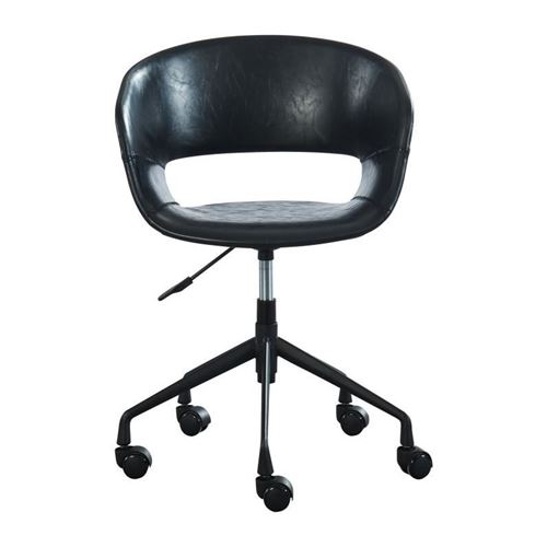 SOLAL Chaise de bureau - Simili noir - Style contemporain - L 62 x P 62 cm