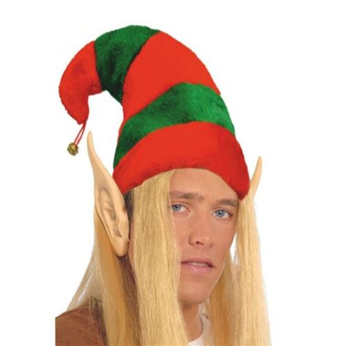 bonnet peluche lutin elfe grelot adulte rouge vert - 41154 Fiestas Guirca