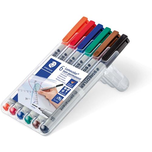 Staedtler Marqueur non permanent 316F Lumocolor, &eacute;tui de 6 - Lot de 2
